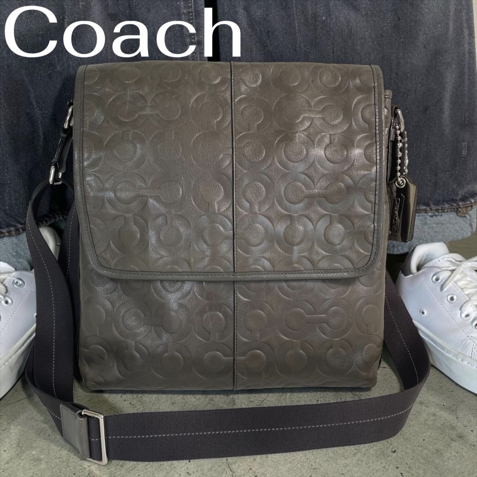 Coach シグネチャー レザー ショルダーバッグ メッセンジャーバッグ