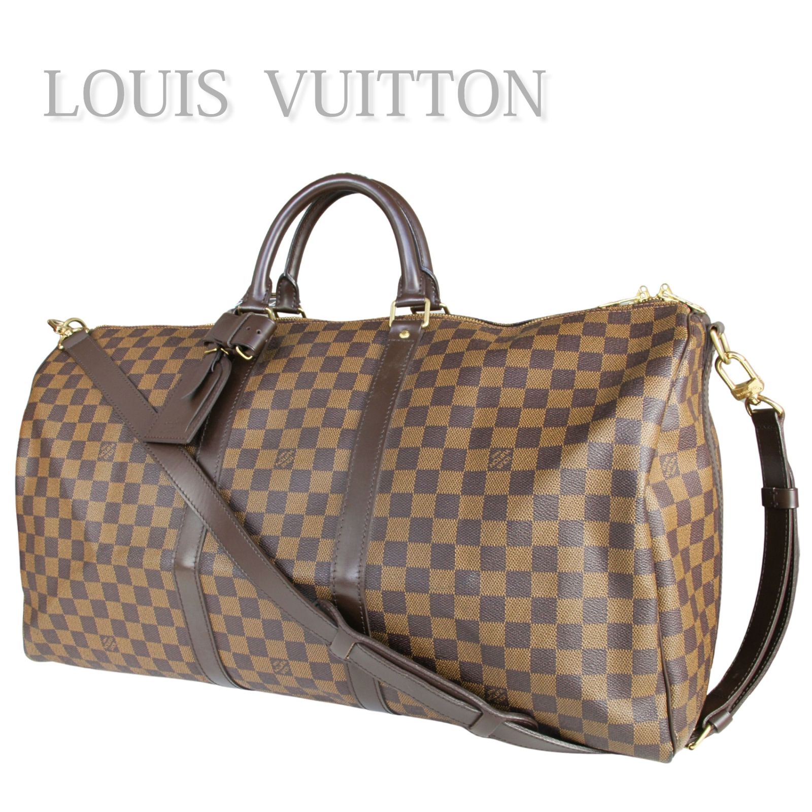 【中古】LOUIS VUITTON ルイヴィトン キーポル バンドリエール55 メンズ レディース ブラウン 茶 ダミエエベヌ ボストンバッグ 旅行バッグ 大容量収納 人気 高級 N41414