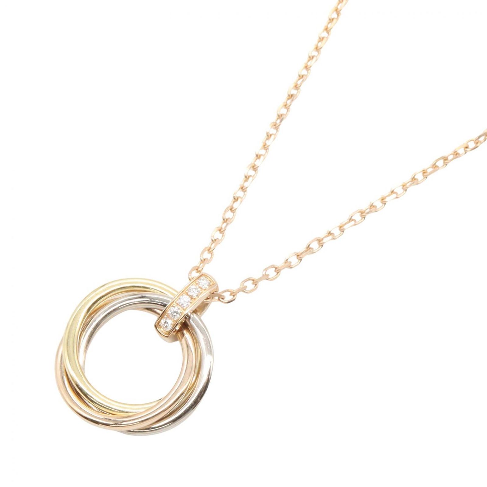 カルティエ CARTIER ネックレス トリニティ ネックレス ダイヤ B7224814 首回41.5cm K18（イエローゴールド） K18WG（ホワイトゴールド） トリニティ ネックレス ダイヤ