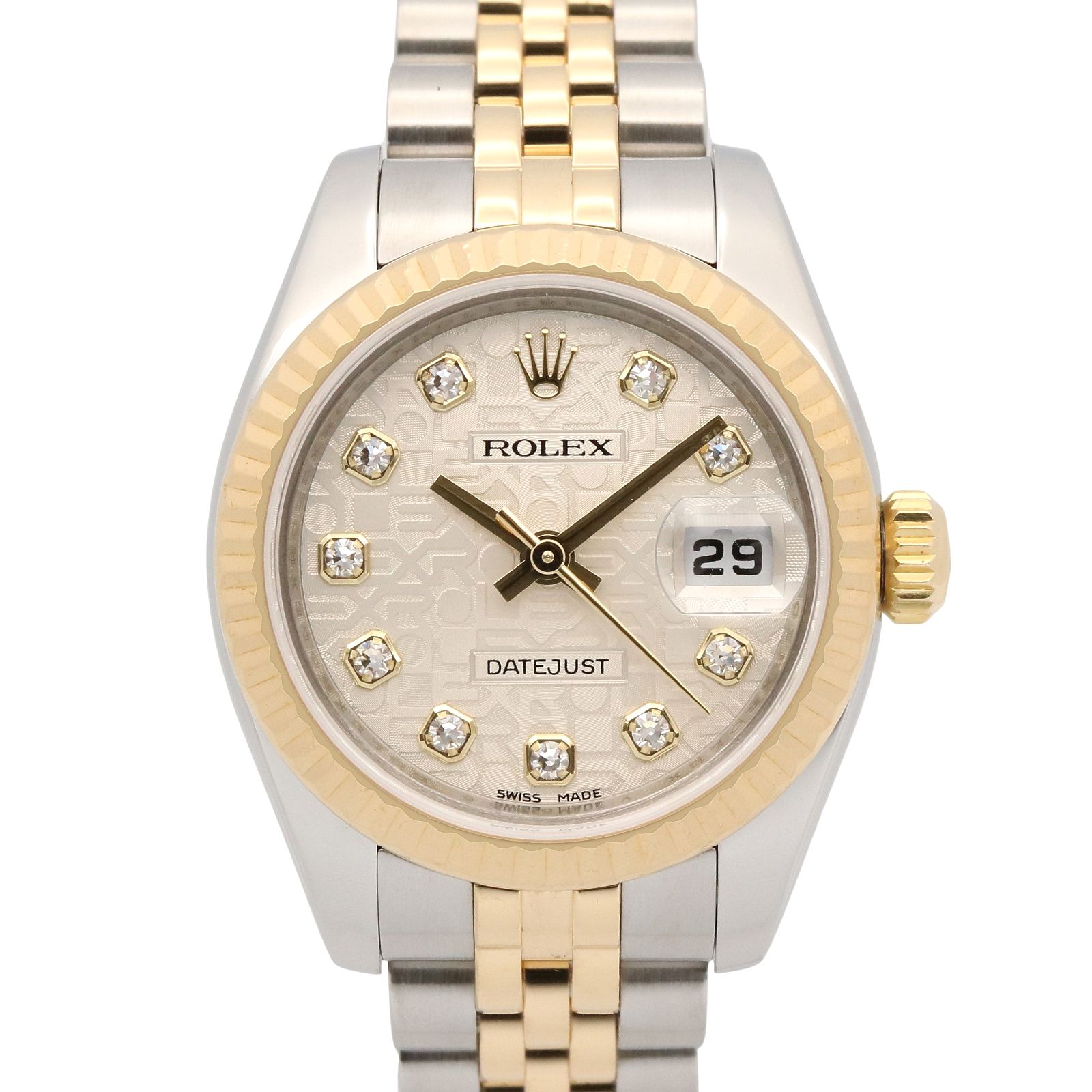 ロレックス ROLEX 腕時計 デイトジャスト 10Pダイヤ V番 179173G SIL/コン/NP K18（イエローゴールド） ステンレススチール デイトジャスト 10Pダイヤ V番 レディース