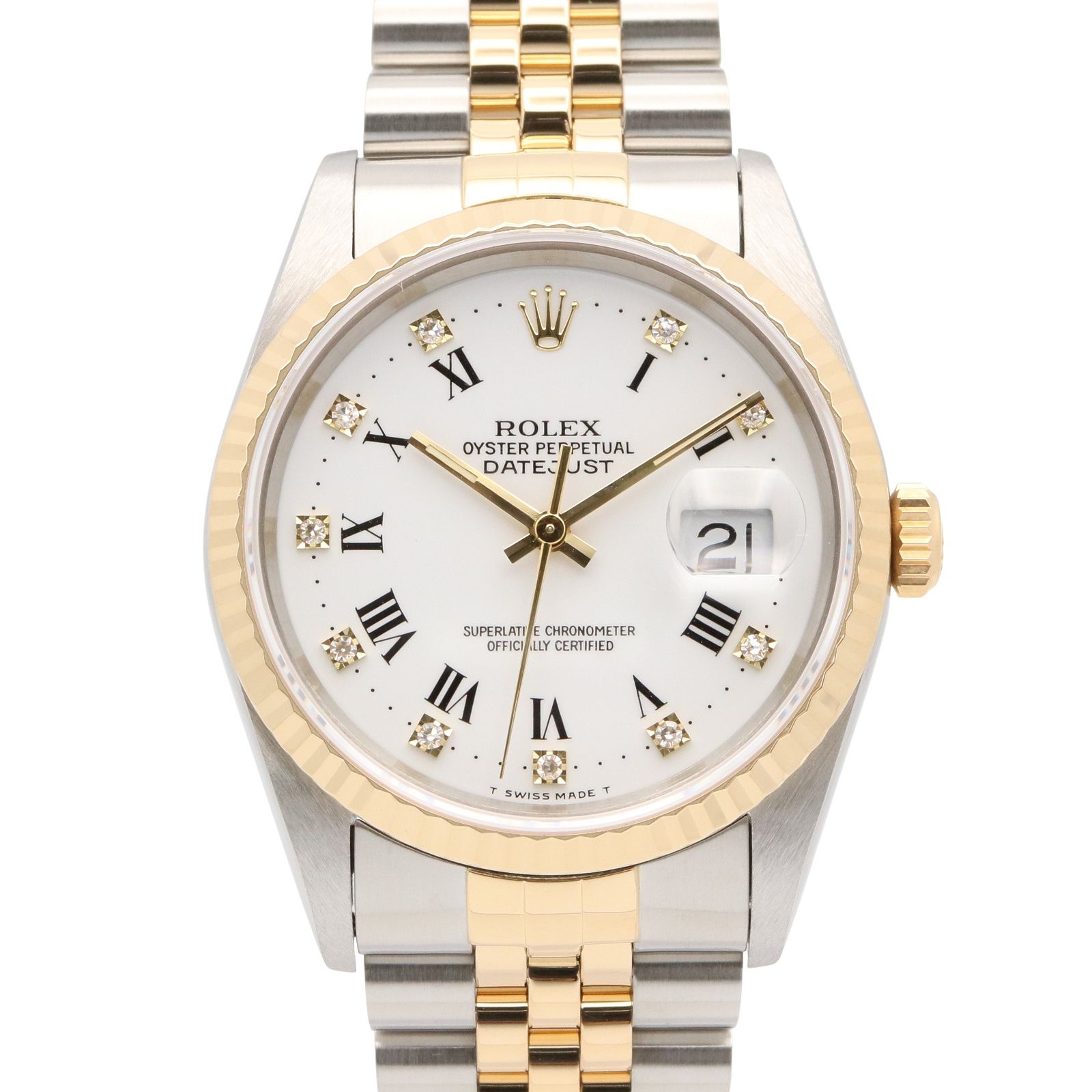 ロレックス ROLEX 腕時計 デイトジャスト 10Pダイヤ S番 16233G WH/センターRO/QP K18（イエローゴールド） ステンレススチール デイトジャスト 10Pダイヤ S番 メンズ