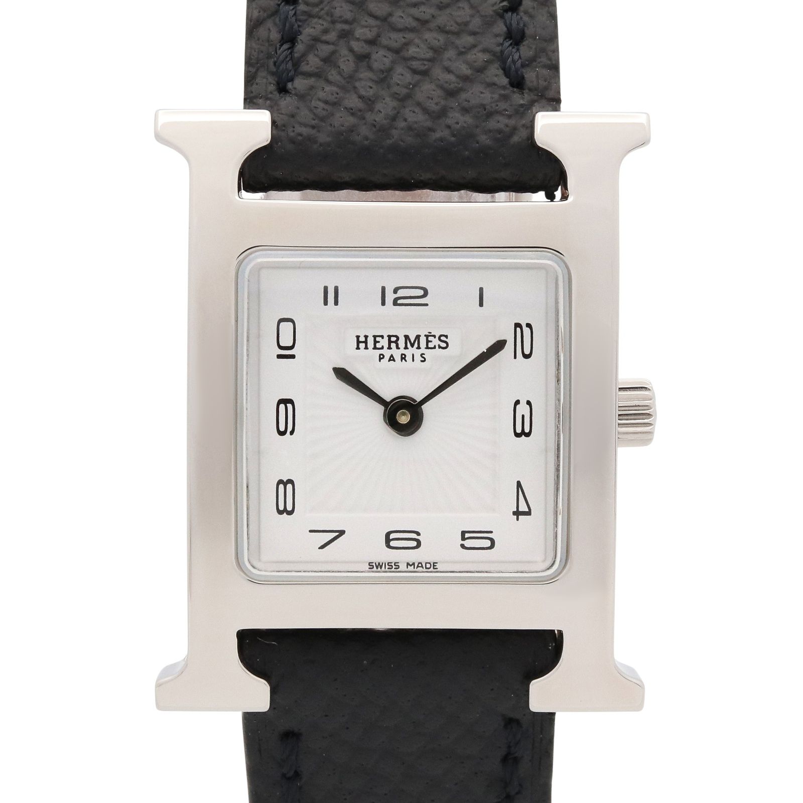 エルメス HERMES 腕時計 Hウォッチ HH1.201 ホワイト ステンレススチール レザーベルト Hウォッチ レディース Used A