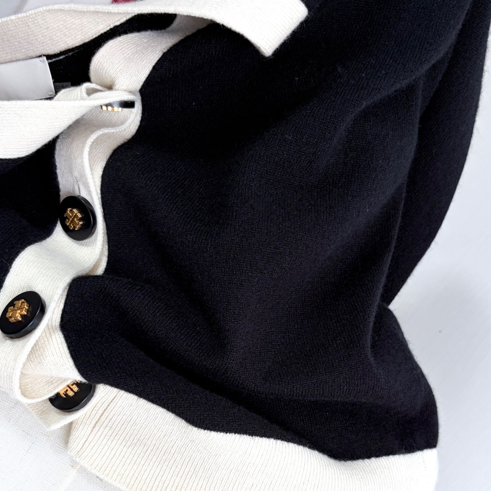 100% cashmere TORY BURCH 近年モデル バイカラー ニット カーディガン 