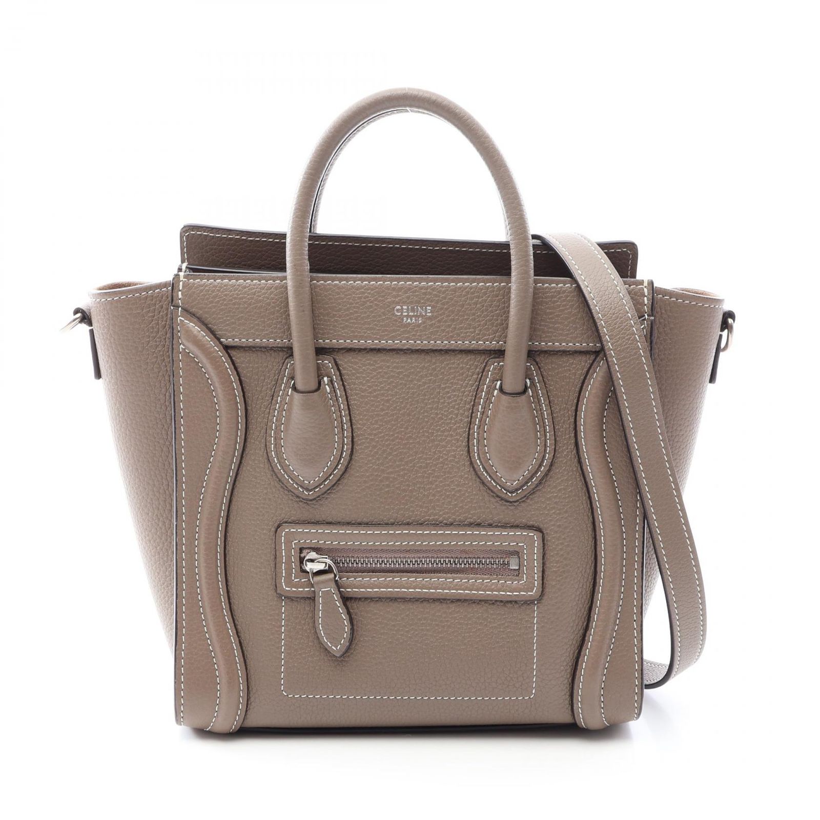 セリーヌ CELINE ハンドバッグ ラゲージ ナノショッパー 2WAY グレージュ レザー ラゲージ ナノ ショッパー レディース Used B