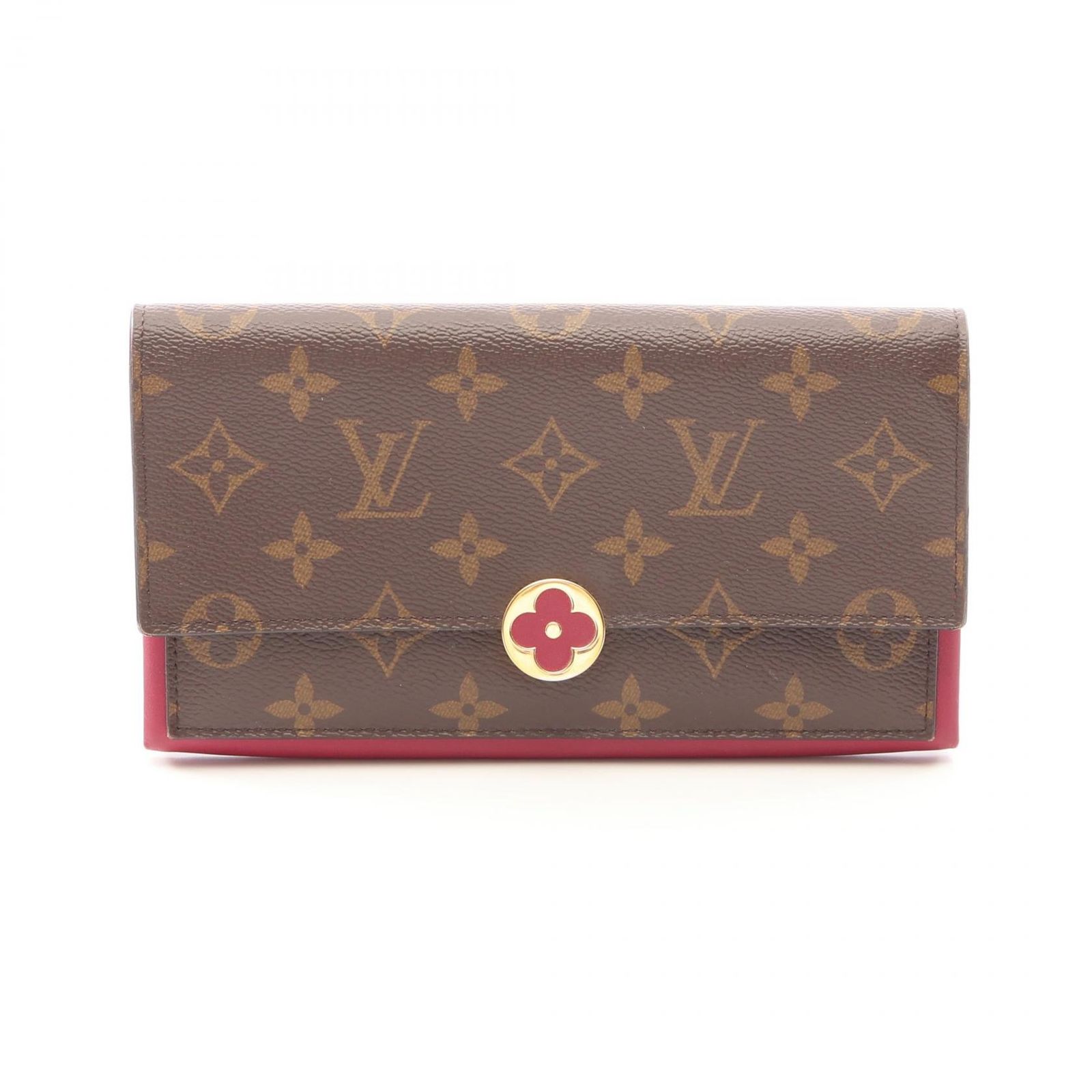 ルイ・ヴィトン LOUIS VUITTON 二つ折り長財布 ポルトフォイユ フロール モノグラム フューシャ M64585 フューシャ レザー ポルトフォイユ・フロール レディース