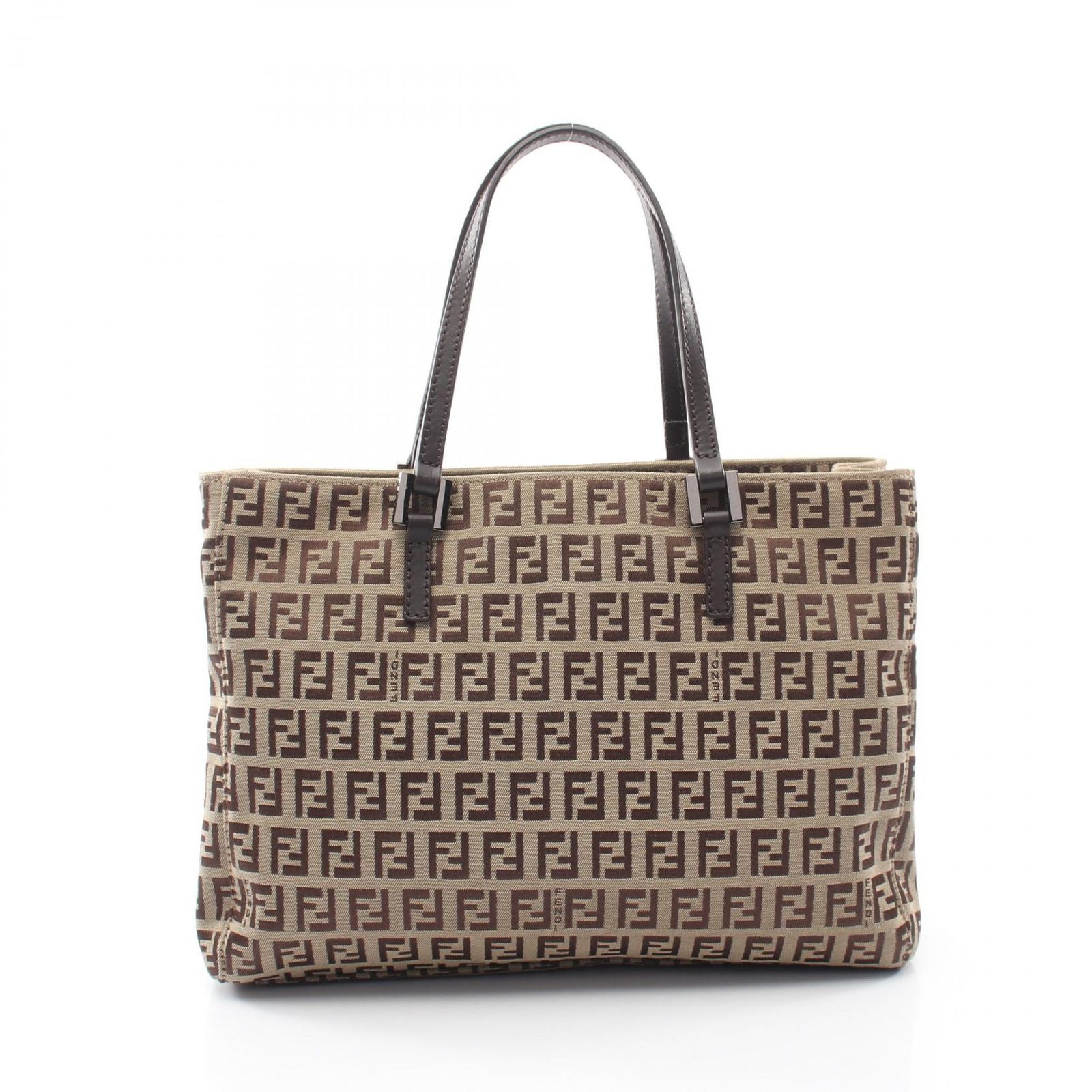 フェンディ FENDI トートバッグ ズッキーノ ベージュ/ブラウン キャンバス レザー ズッキーノ トートバッグ レディース Used B