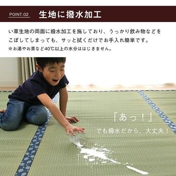 カーペット 純国産 い草 三六間2畳(約182×182cm) 上敷き はっ水 カーペット 双目織 撥水ほほえみ