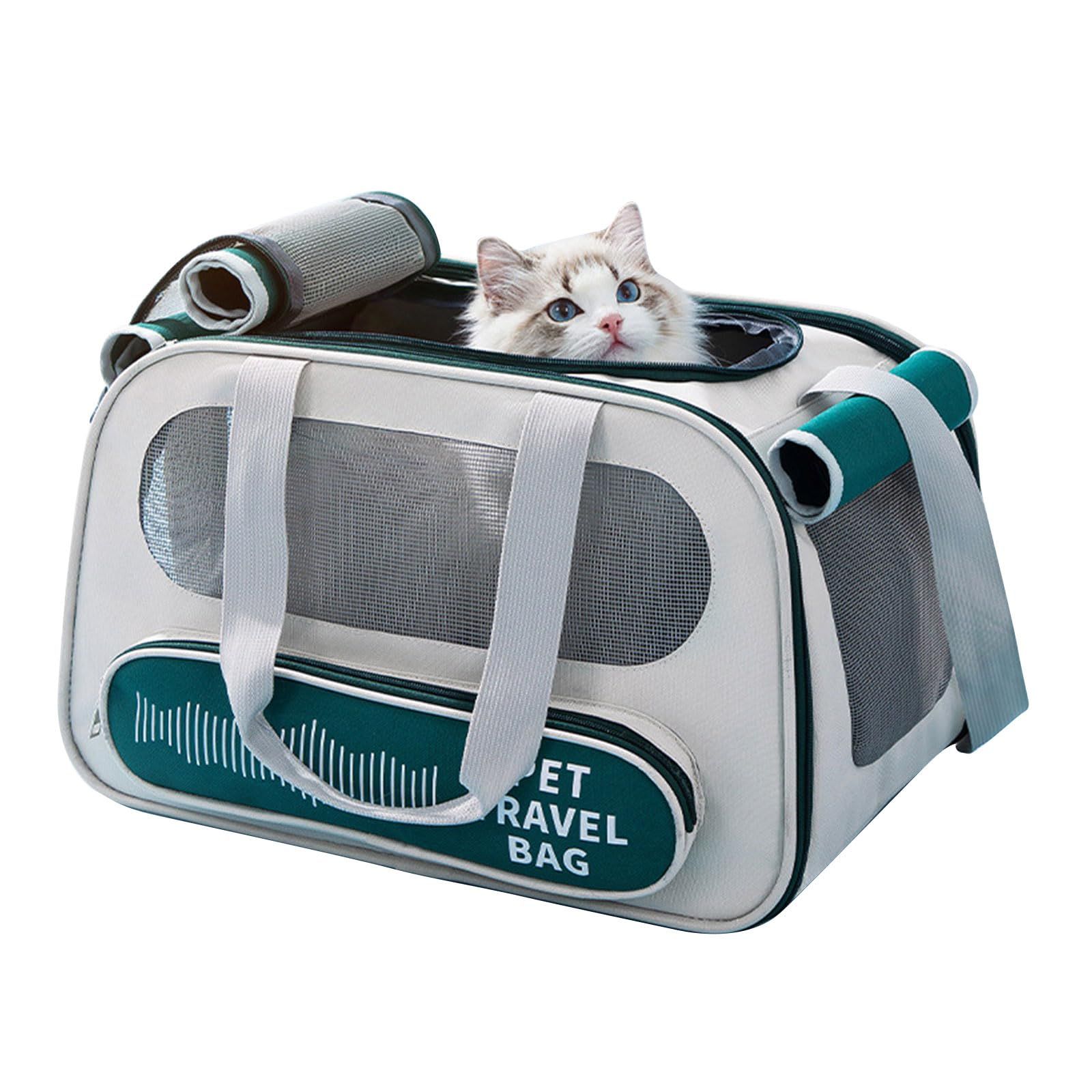 VanderHOME 猫 キャリーバッグ 犬 ペットキャリー ペットバッグ 可愛い 3way ショルダー 小型犬 キャリーケース 大きめ 通気 防水 折り畳み 手提げ 肩掛け 斜め掛け おしゃれ 小物収納 お散歩 お出かけ ドライブ 車載 旅行 通院 交通機関
