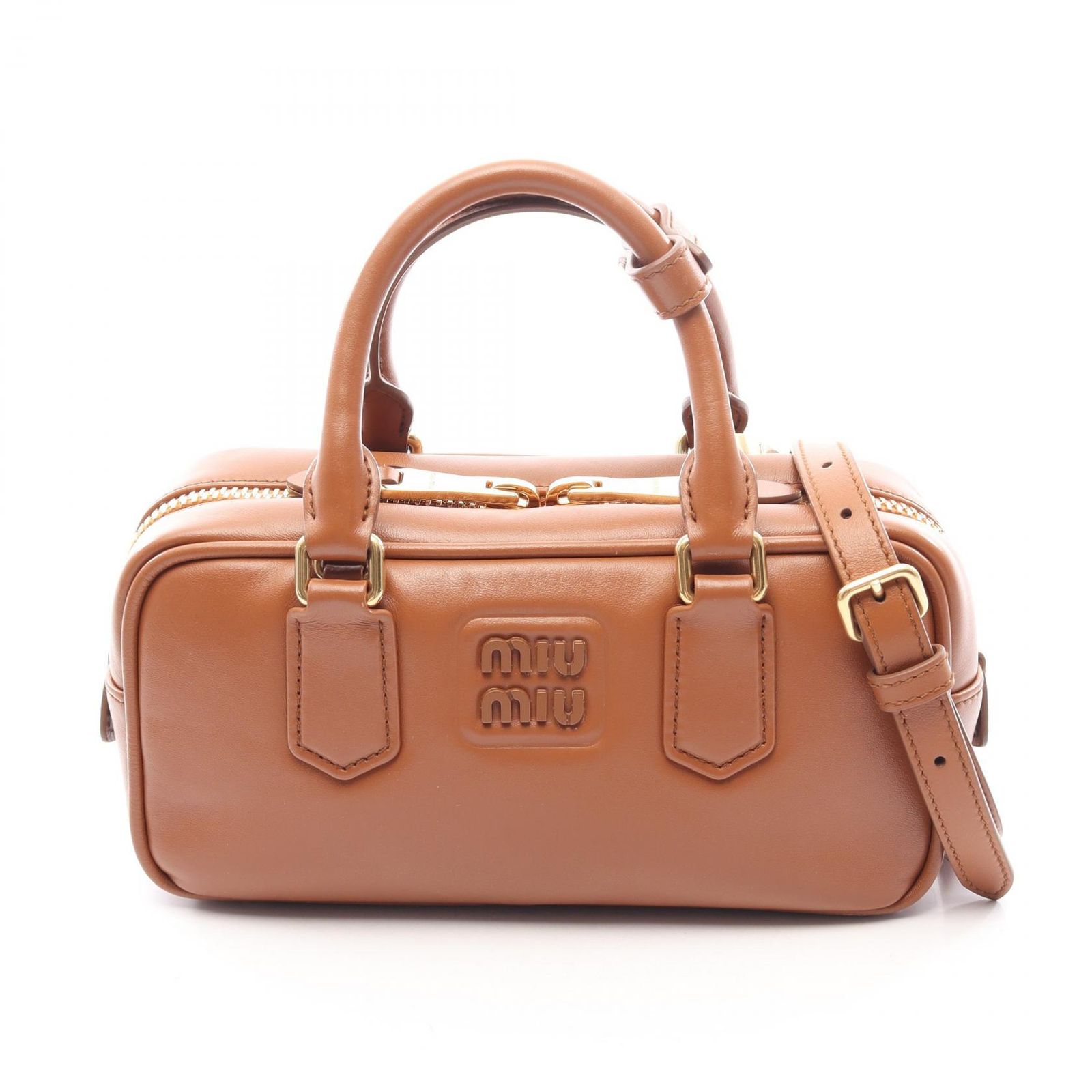 ミュウ ミュウ Miu Miu ハンドバッグ アルカディ 2WAY ブラウン レザー アルカディ 2wayショルダー レディース Used A