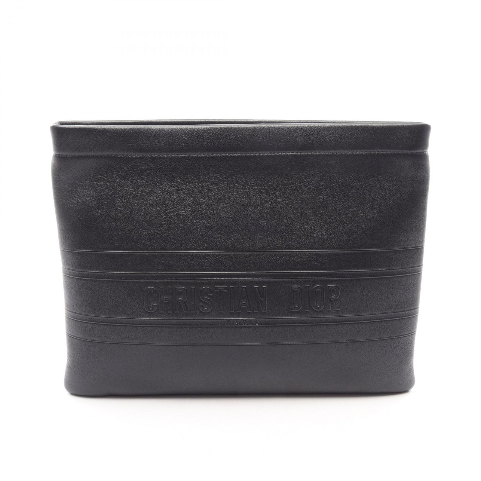 ディオール Dior セカンドバッグ クラッチバッグ STRIPE POUCH ブラック レザー クラッチバッグ ユニセックス Used A