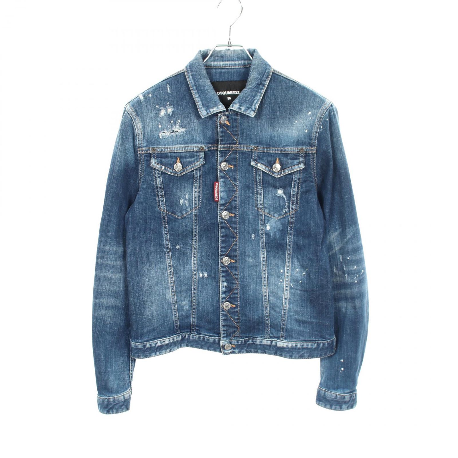ディースクエアード DSQUARED2 デニムジャケット ダメージ加工 ペイント加工 ブルー その他 デニムジャケット メンズ Used A