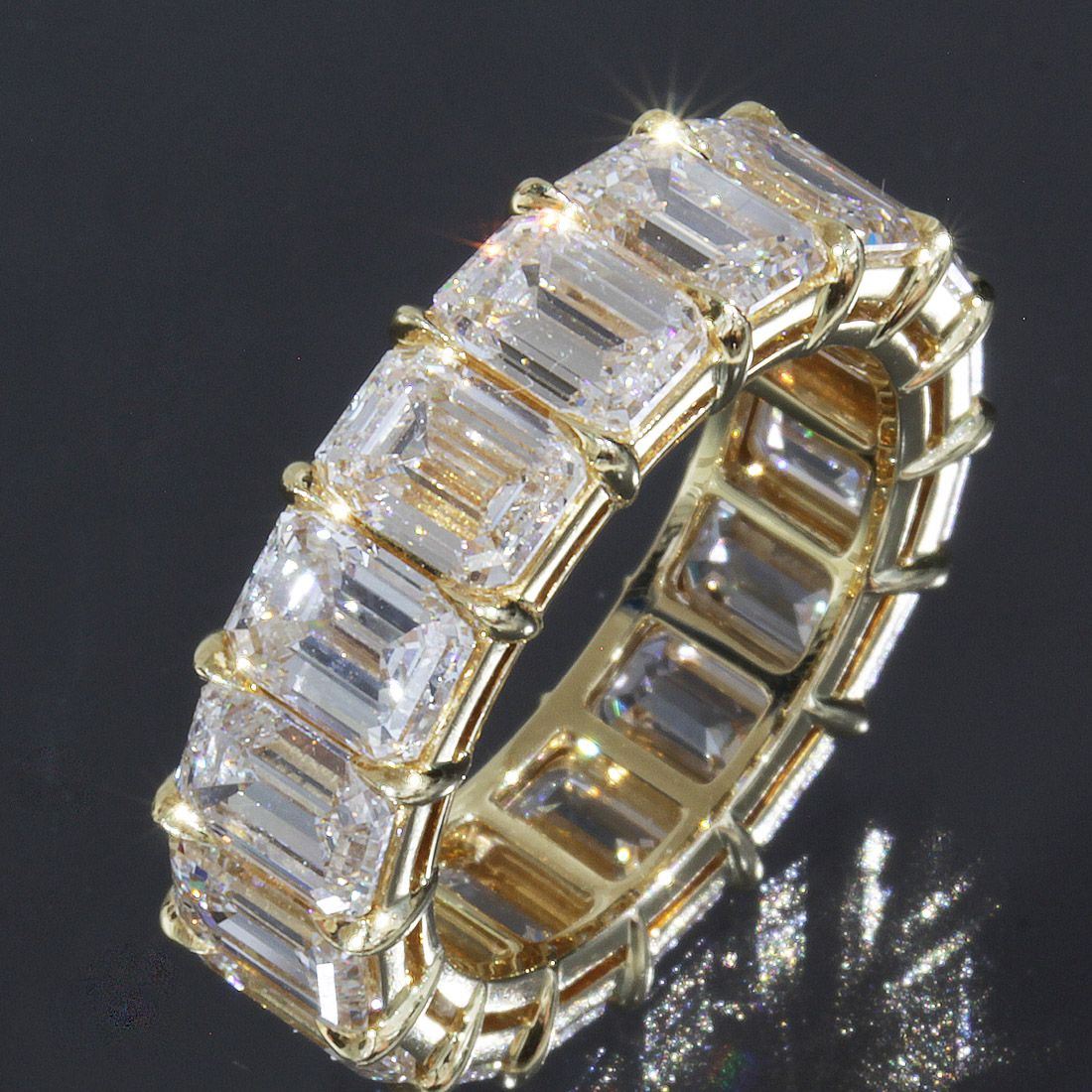 ハリーウィンストン HARRY WINSTON エメラルドカット プロングセット リング 9号 K18YG 6.1g E2048