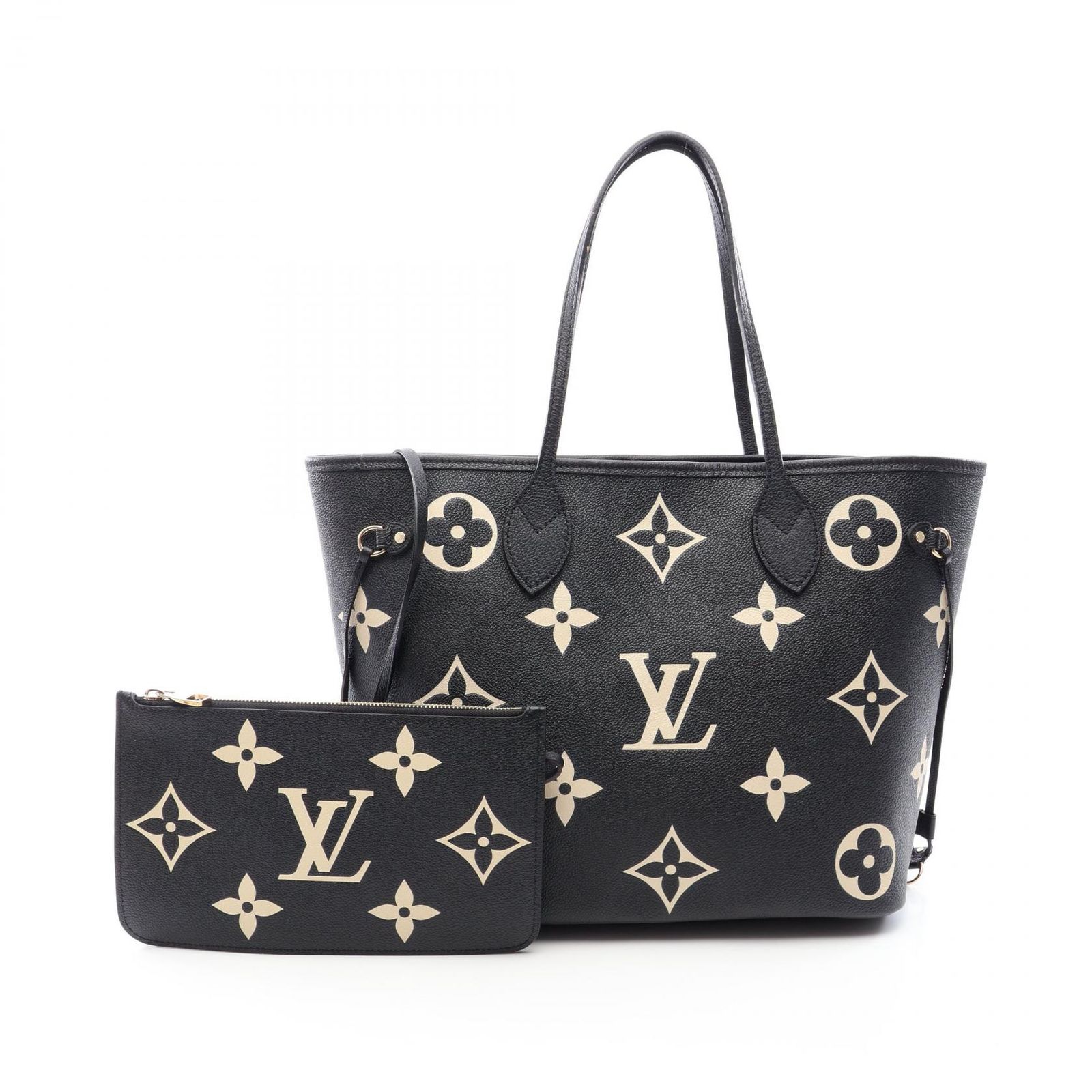 ルイ・ヴィトン LOUIS VUITTON トートバッグ ネヴァーフルMM M58907 ブラック/ベージュ レザー ネヴァーフルMM レディース Used A