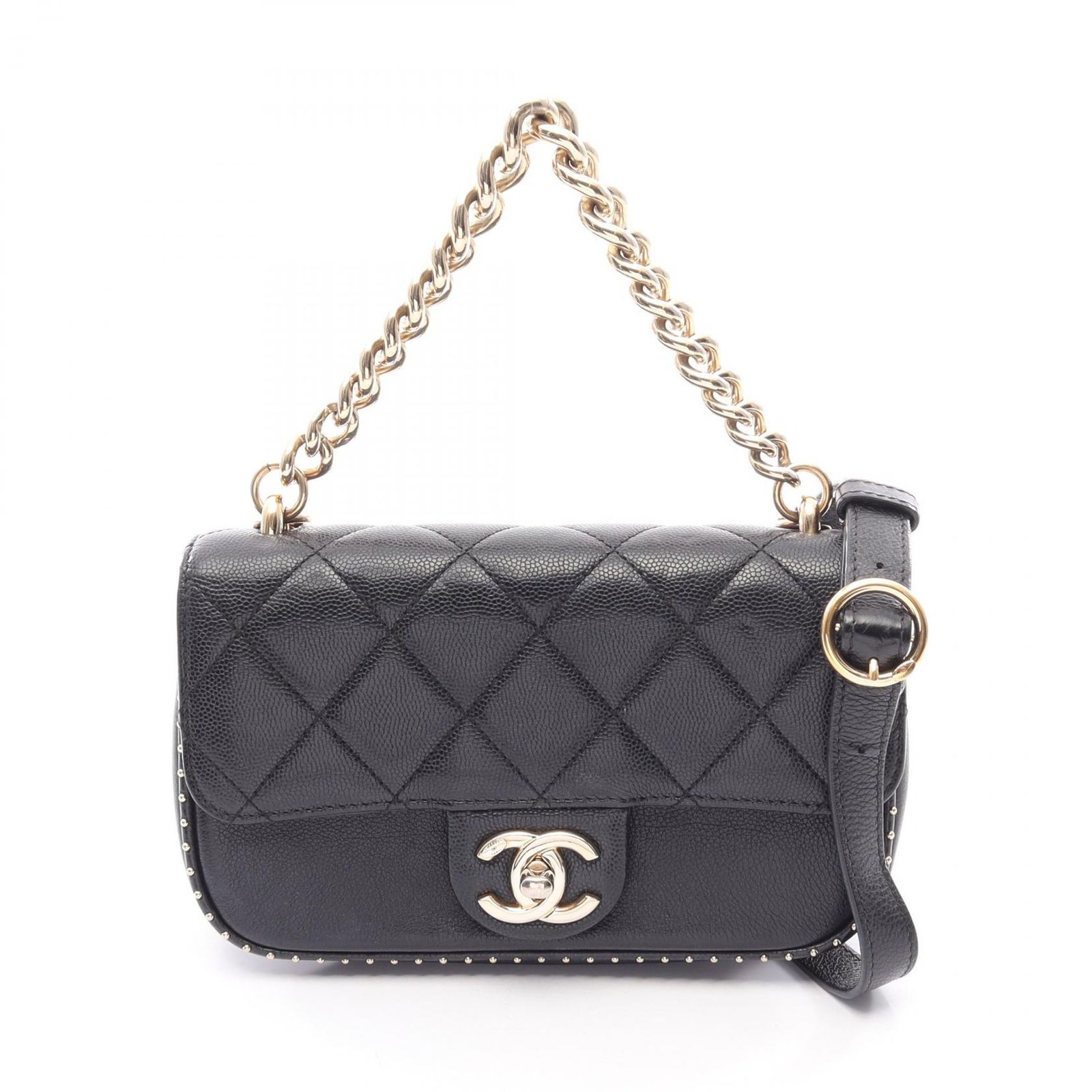 シャネル CHANEL ショルダーバッグ マトラッセ ミニ 2WAY ブラック キャビアスキン(グレインドカーフ) マトラッセ スモール 2wayチェーンショルダー レディース