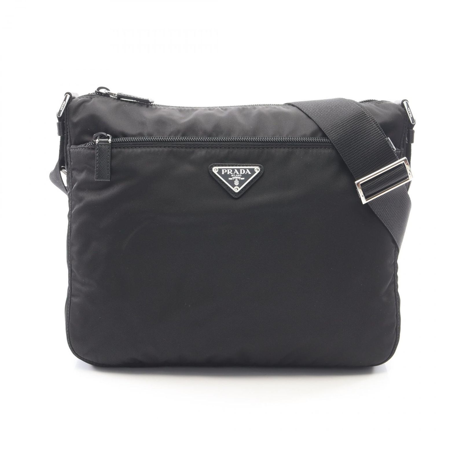 プラダ PRADA ショルダーバッグ VELA 1BC421 ブラック ナイロン サフィアーノレザー トライアングルロゴ ショルダーバッグ レディース Used A