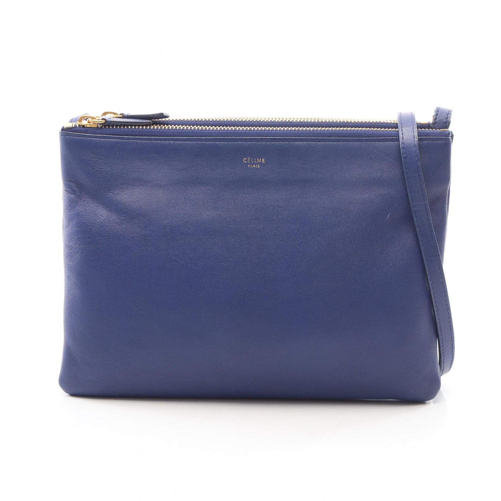 セリーヌ CELINE ショルダーバッグ TRIO LARGE トリオ ラージ 171453 ブルー レザー トリオ ラージ ショルダー レディース Used B