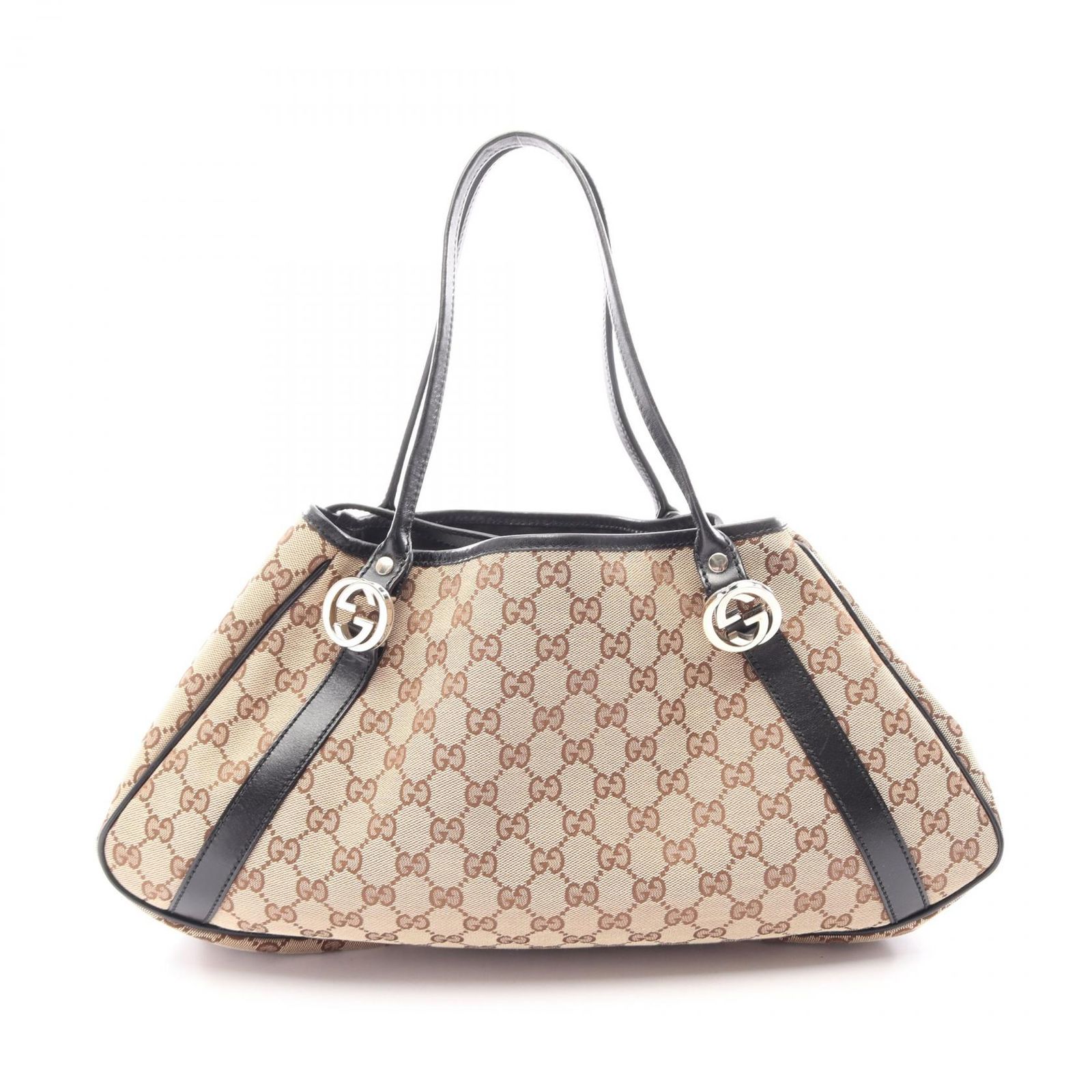 グッチ GUCCI ショルダーバッグ GGツインズ GGキャンバス 232963 ベージュ/ブラック キャンバス レザー GGツインズ トート レディース Used B