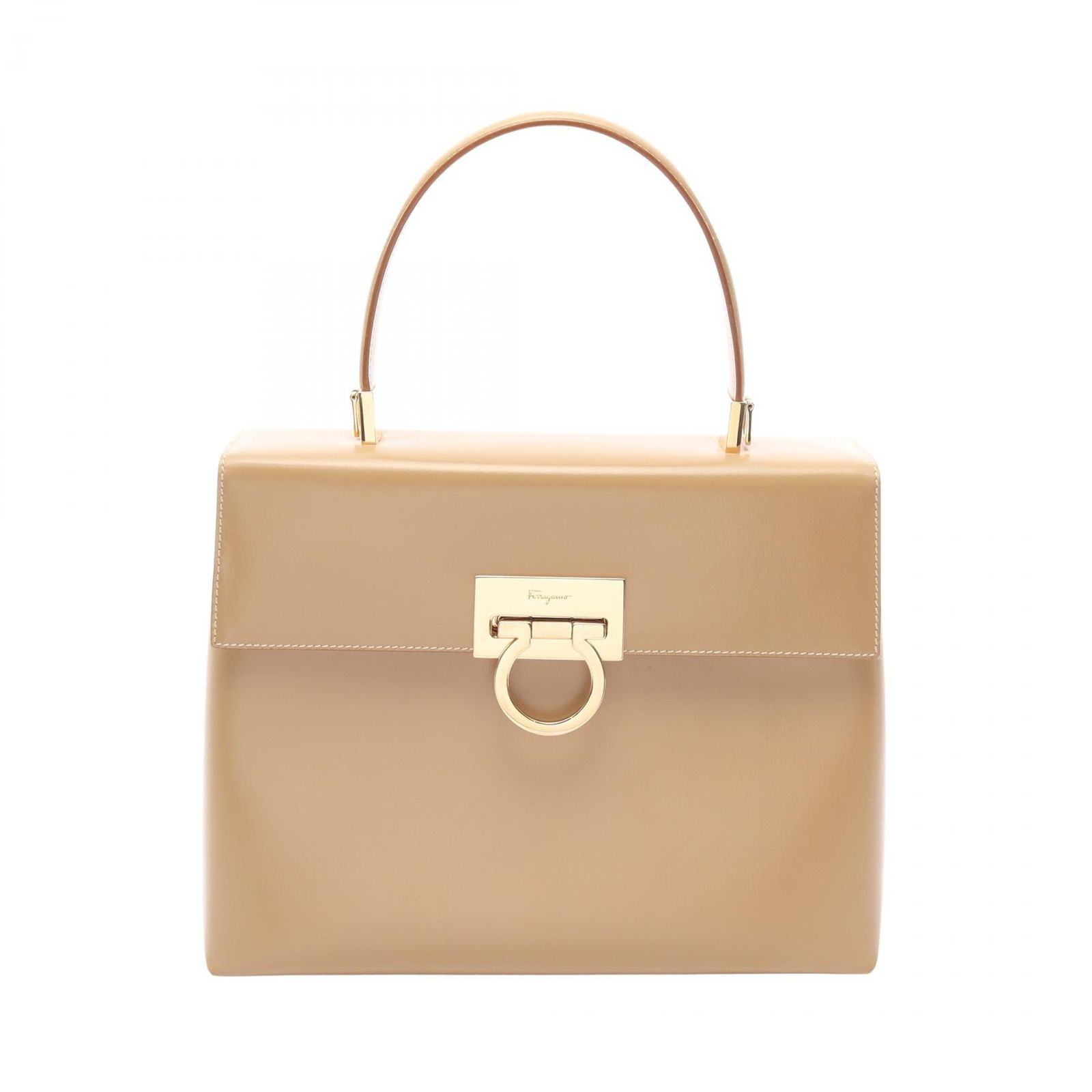 サルヴァトーレフェラガモ Salvatore Ferragamo ハンドバッグ ガンチーニ ベージュ レザー ガンチーニ ハンド レディース Used A