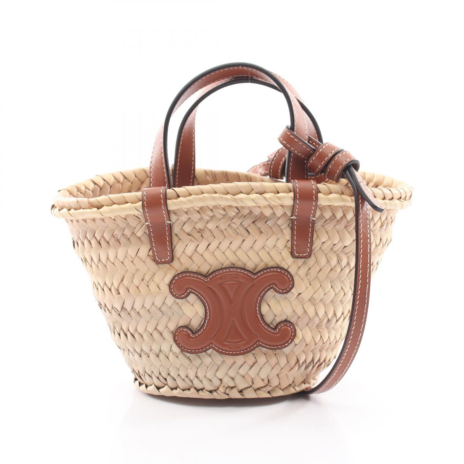 セリーヌ CELINE ハンドバッグ ミニトリオンフ パニエ 2WAY 10J392EH6.02NT ナチュラル/ブラウン レザー ミニ トリオンフ パニエ レディース Used A