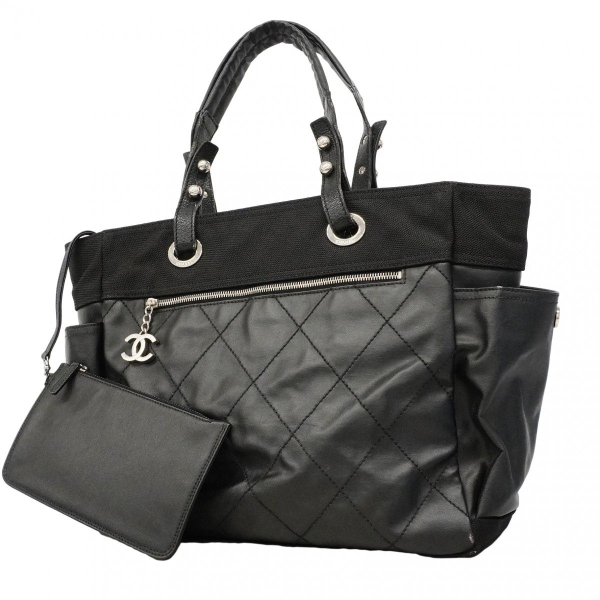 【6fd5463】シャネル トートバッグ パリビアリッツ キャンバス ブラック シルバー金具【中古】レディース 72,787円