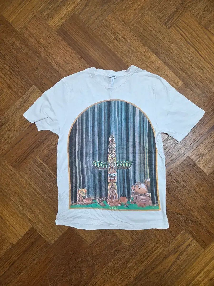 LOEWE トーテムポール プリンティング 半袖 Tシャツ 白