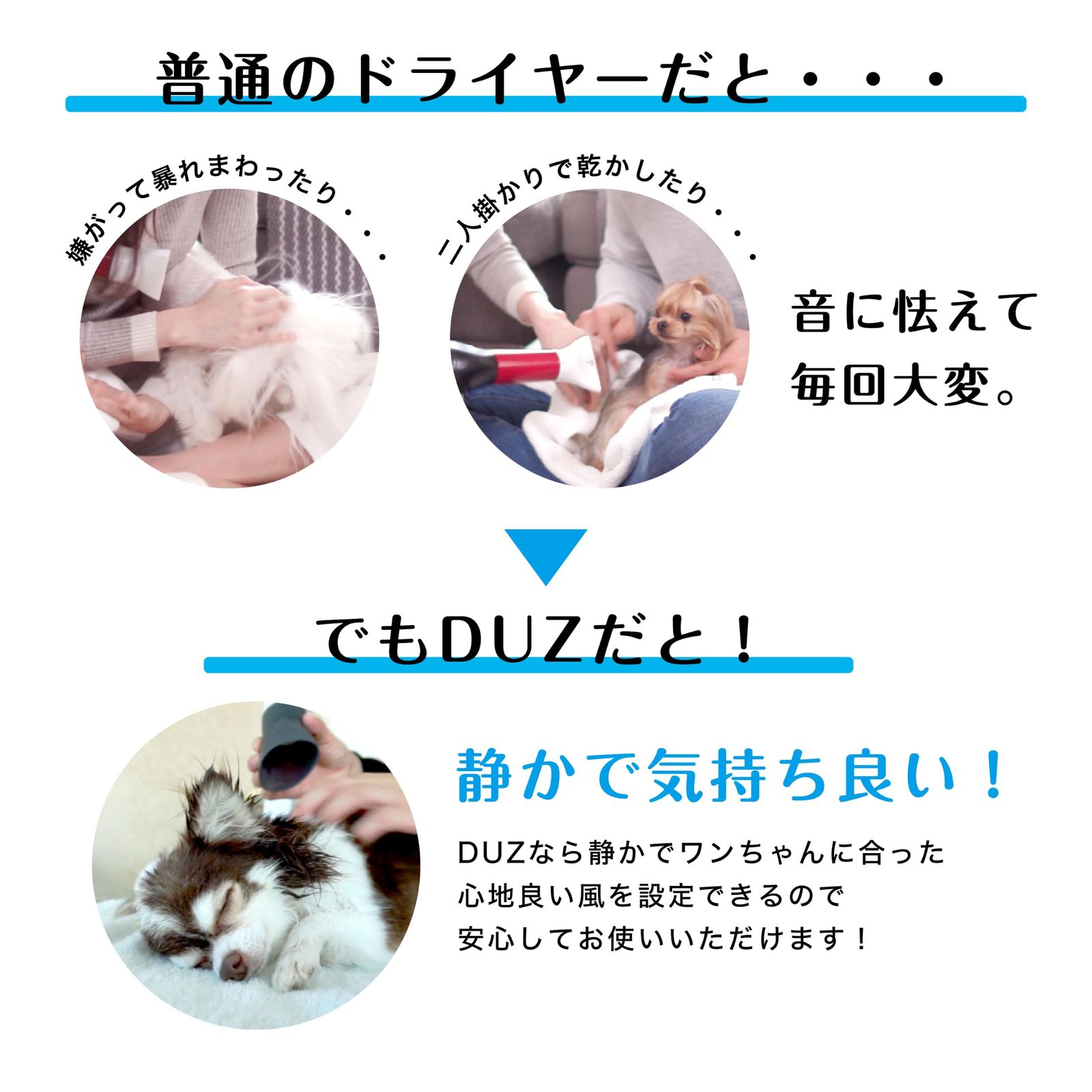 DUZ 2 Pro ハンズフリーペットドライヤー 犬 猫 4温度 3風量調整