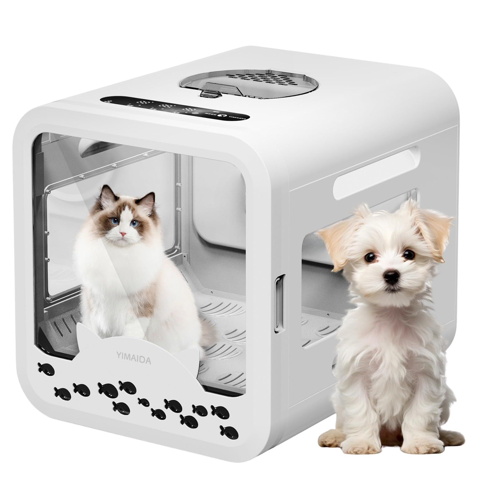 YIMAIDA ペットドライヤー 猫 犬用 ドライルーム ペット乾燥機 静音 温度風速調整 多頭飼い対応 72L PSE認証済み (ホワイト) (ホワイト Ultra)