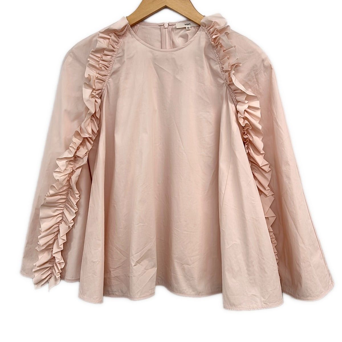 yori(ヨリ) 長袖カットソー サイズ36 S レディース美品 - ライトピンク クルーネック/フリル