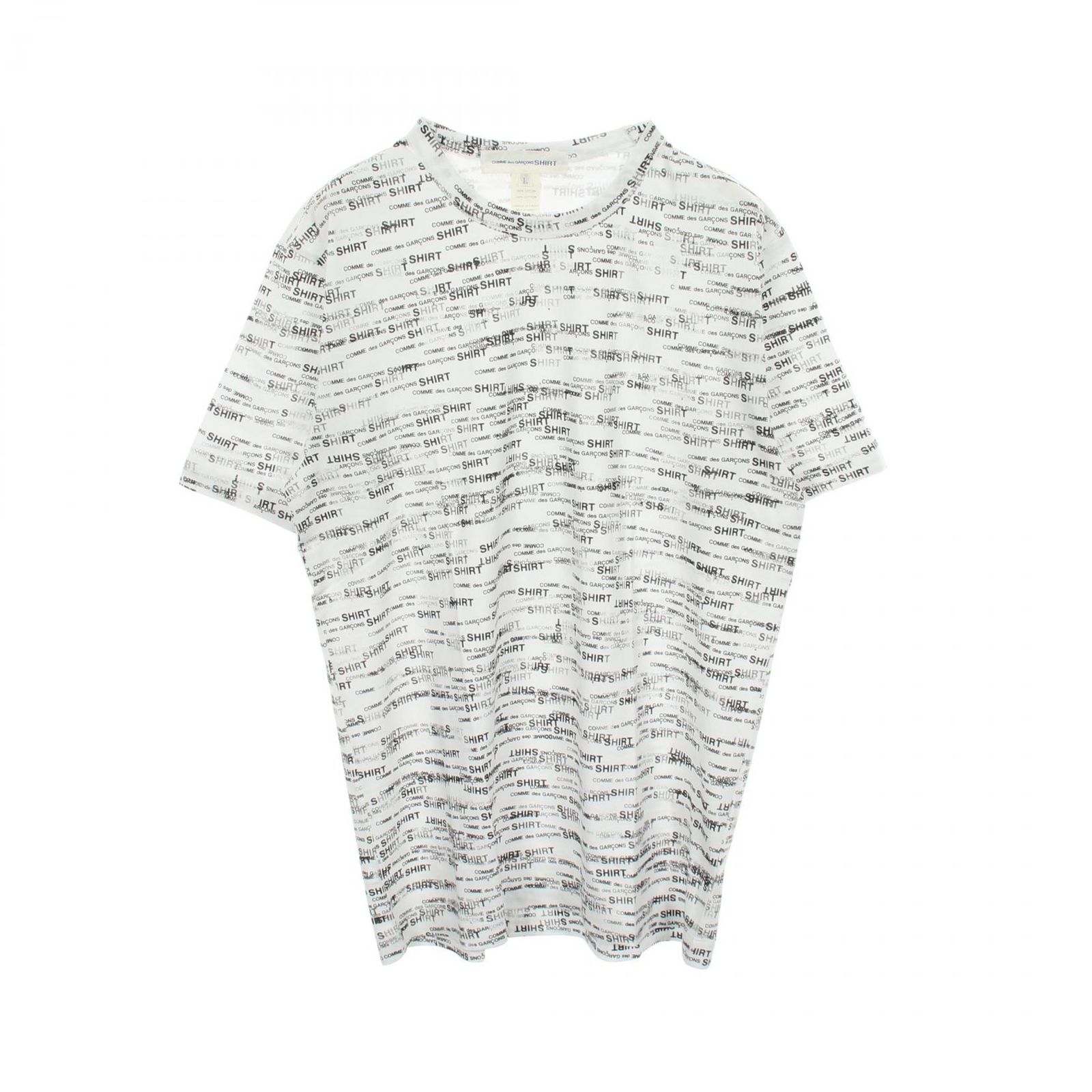 コムデギャルソンシャツ COMME des GARCONS SHIRT 半袖Tシャツ ロゴ総柄 S16089 ホワイト コットン Tシャツ メンズ Used A