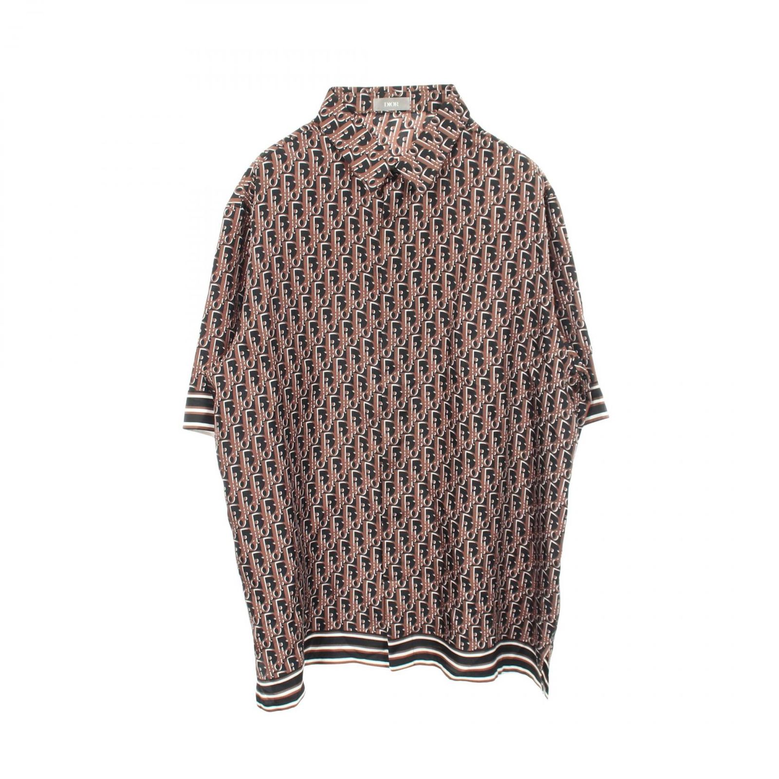 ディオール Dior オブリーク 半袖 193C545A4751 ブラウン シルク オブリークショートスリーブシャツ メンズ Used A