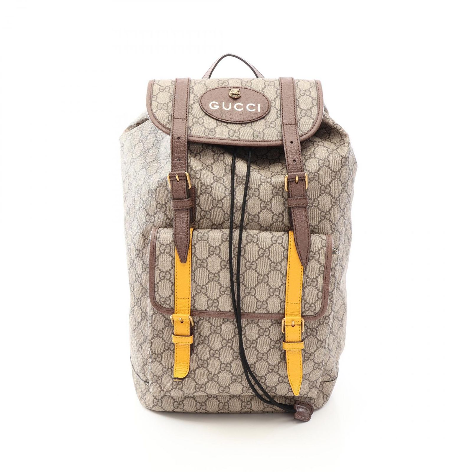 グッチ GUCCI リュックサック バックパック GGスプリーム キャットヘッド ウェブライン 473869 ベージュ PVCコーティングキャンバス レザー GGスプリーム クーリエ キャトヘッド バックパック