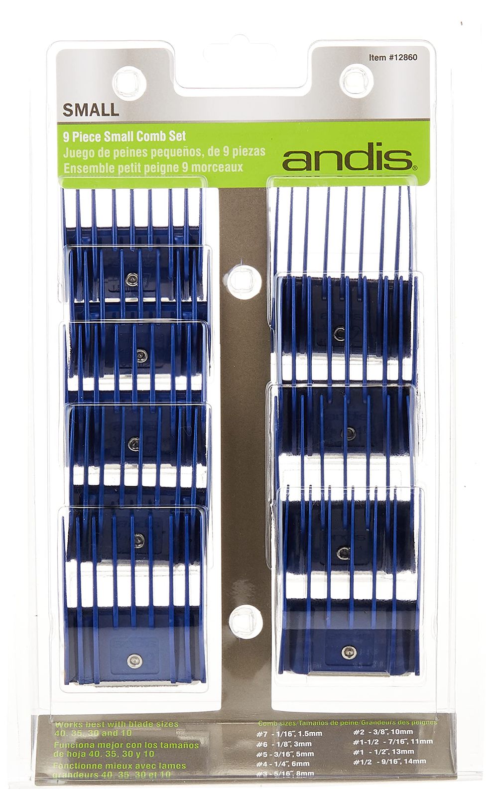 Andis Company peigne 9 Piece Set Petit Bleu - 12860