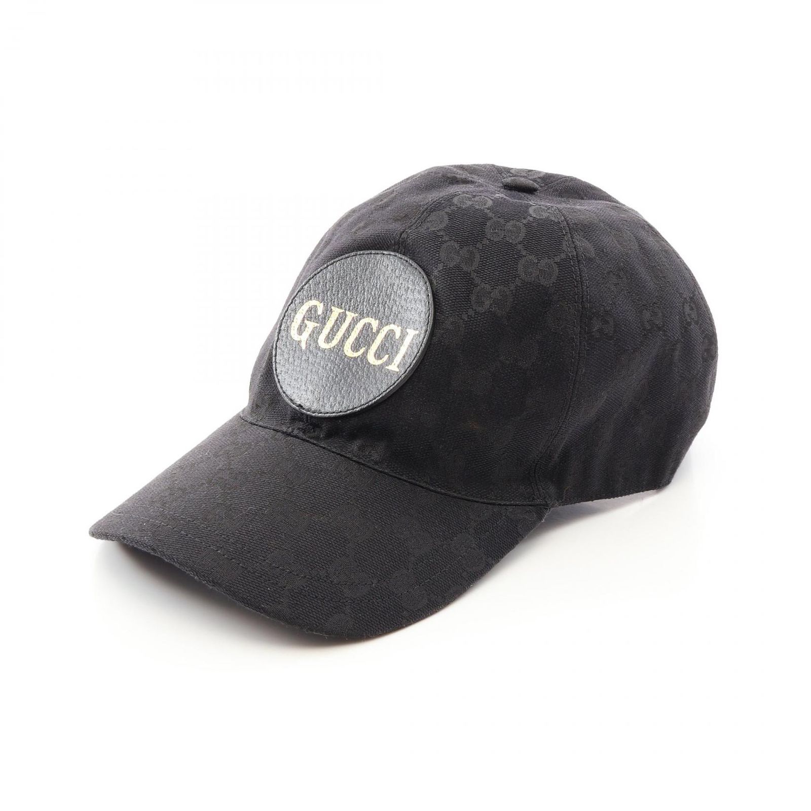 グッチ GUCCI キャップ GGキャンバス ベースボール ブラック レザー キャップ メンズ Used B