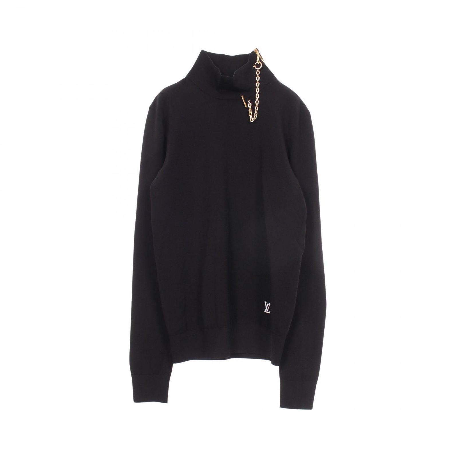 ルイ・ヴィトン LOUIS VUITTON ニット LVチェーン ディテール タートルネック RW223W ZUX FMKL04 ブラック レーヨン ニット レディース Used A