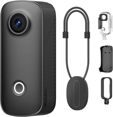 SJCAM C100 Pro ｜4K 2K30fps 140分連続撮影対応 超小型アクションカメラ｜Vlog用 手ブレ補正 8倍ズーム｜30m防水 ウェアラブルカメラ｜120°広角 f/2.5レンズ｜Wi-Fi・Bluetoothクイック接続 5286dae1