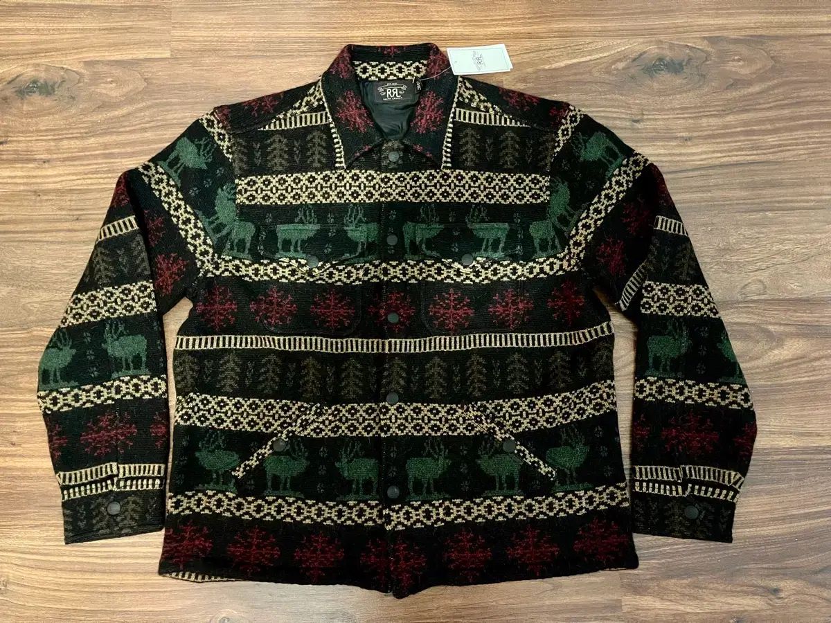 RRL(ダブルアールエル) フェアアイル アルパカ ウール ブレンド ジャカード オーバーサイズシャツ L
