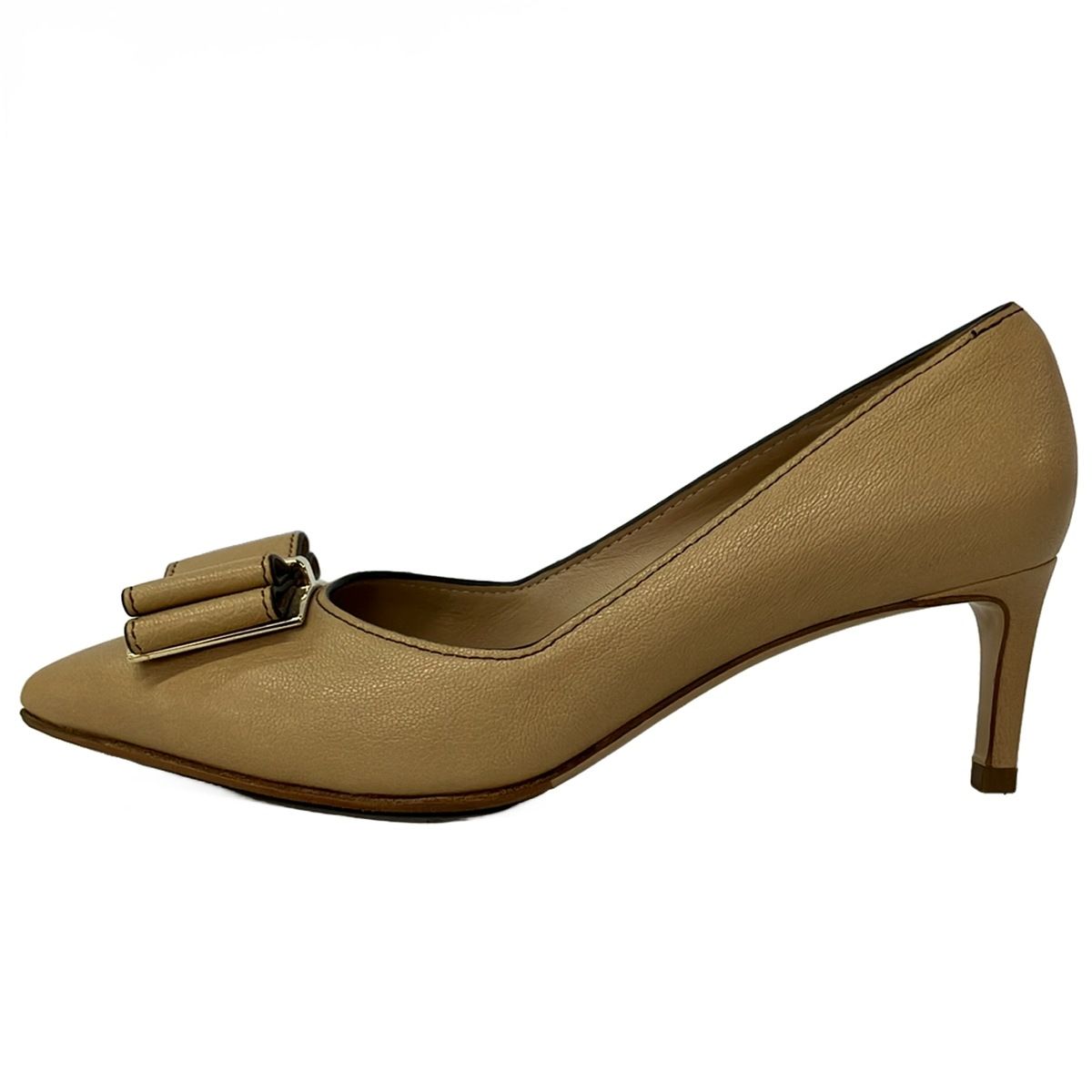 FERRAGAMO/SalvatoreFerragamo(サルバトーレフェラガモ) パンプス 5 レディース - ベージュ リボン レザー