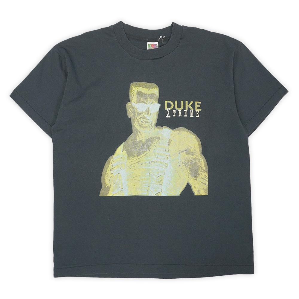 デューク・エクストリーム DUKE XTREME 90s 90年代 Duke Nukem プリントTシャツ ゲーム シングルステッチ フルーツ USA ヴィンテージ 古着 メンズ カットソー ブラック 黒 XL【中古】