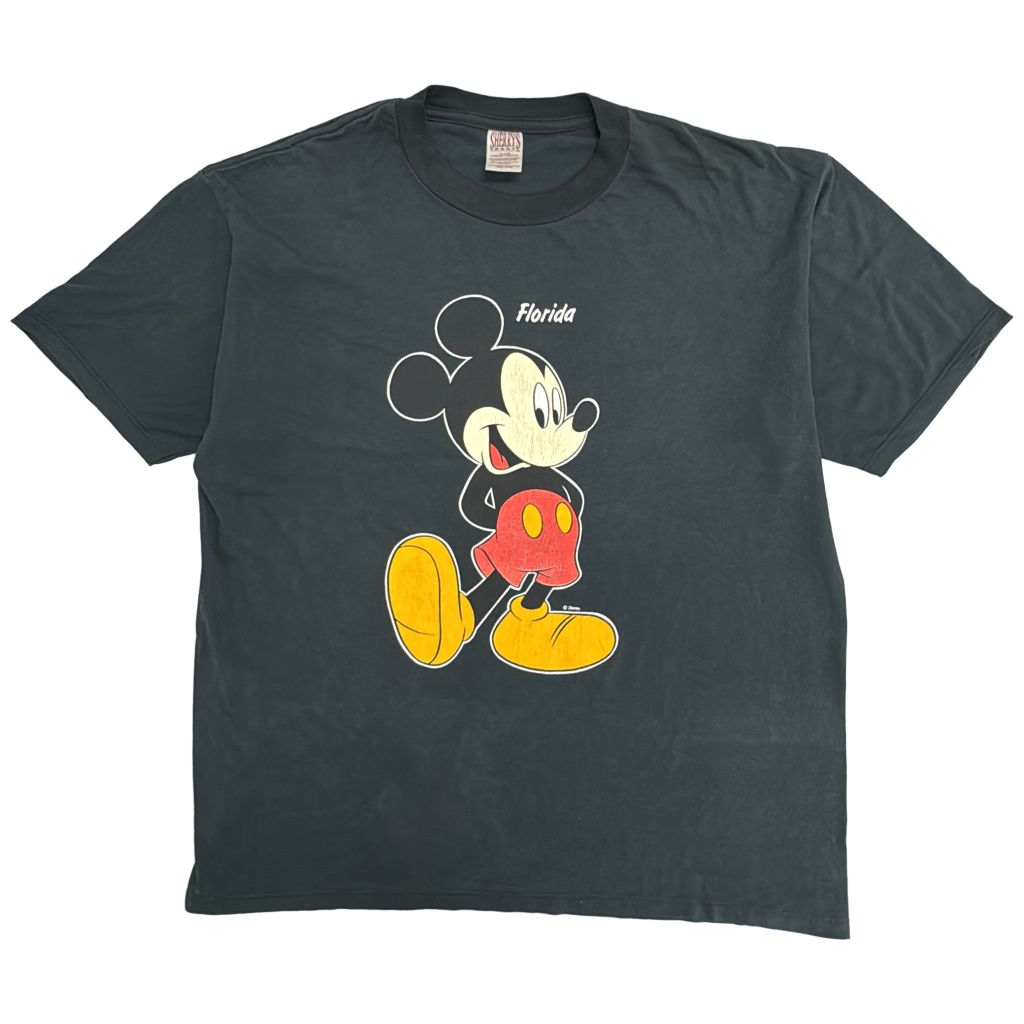 90年代 USA製 Sherry’s シェリーズ ミッキーマウス 半袖Tシャツ アニメ キャラクター ブラック(メンズ XL)中古 古着 Y4410