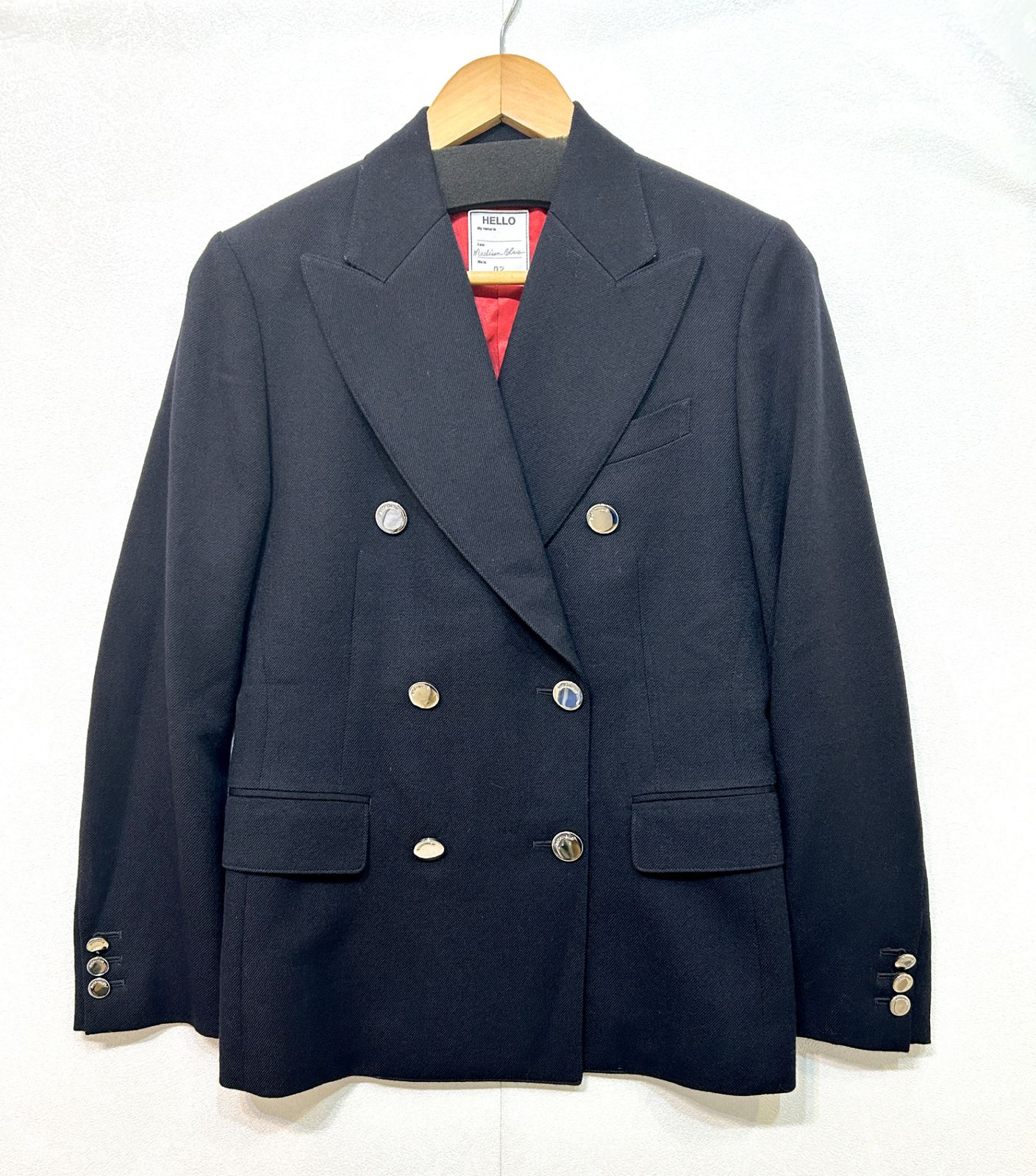 MADISONBLUE (2) マディソンブルー ジャケット ブリーカー W6B ブレザー ダブルブレスト ウール100 キュプラ100 ネイビー MB174-1003 K6-169