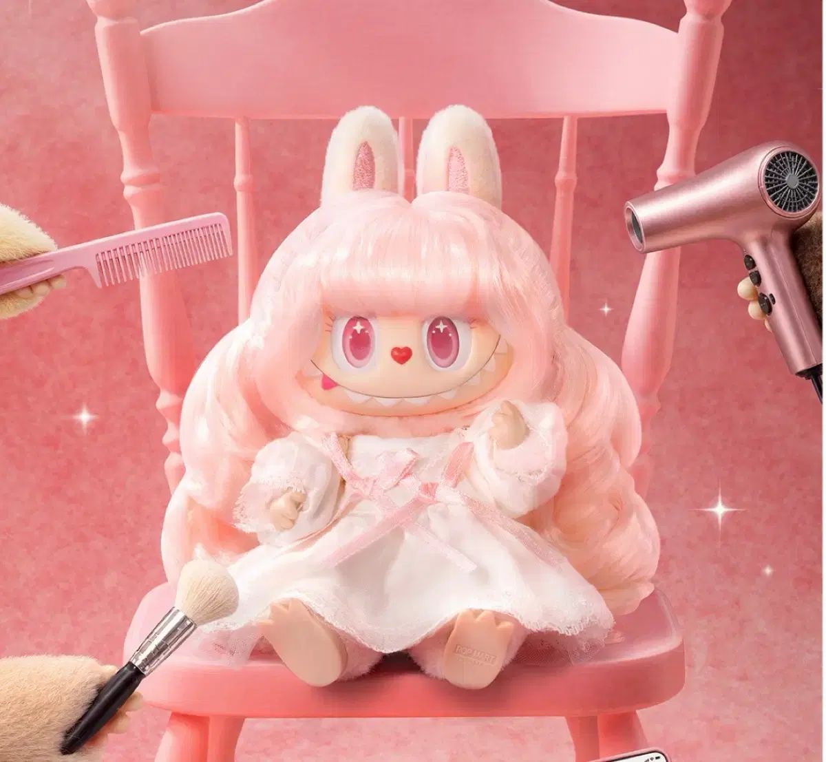 正規品 POP MART ラブブ ヘアサロンシリーズ ぬいぐるみ キーホルダー (ピンク) 未開封 新品