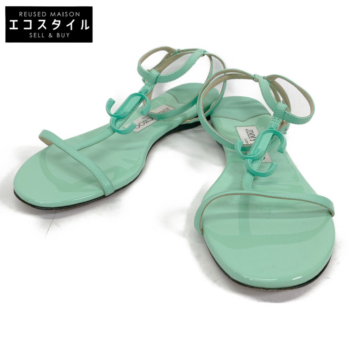 JIMMY CHOO　ジミーチュウ　【美品】ALODIE FLAT MAIAMI MINT ストラップ　37