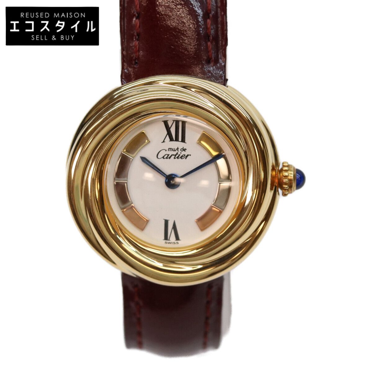 Cartier カルティエ W1010744 925 GP トリニティ文字盤 マストトリニティ ベルメイユ 美品