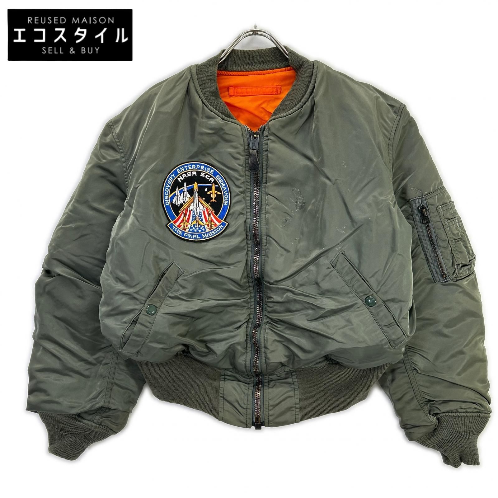 ALPHA INDUSTRIES　アルファインダストリーズ　カーキ MA-1 1968年復刻 パッチ付き フライトジャケット　M