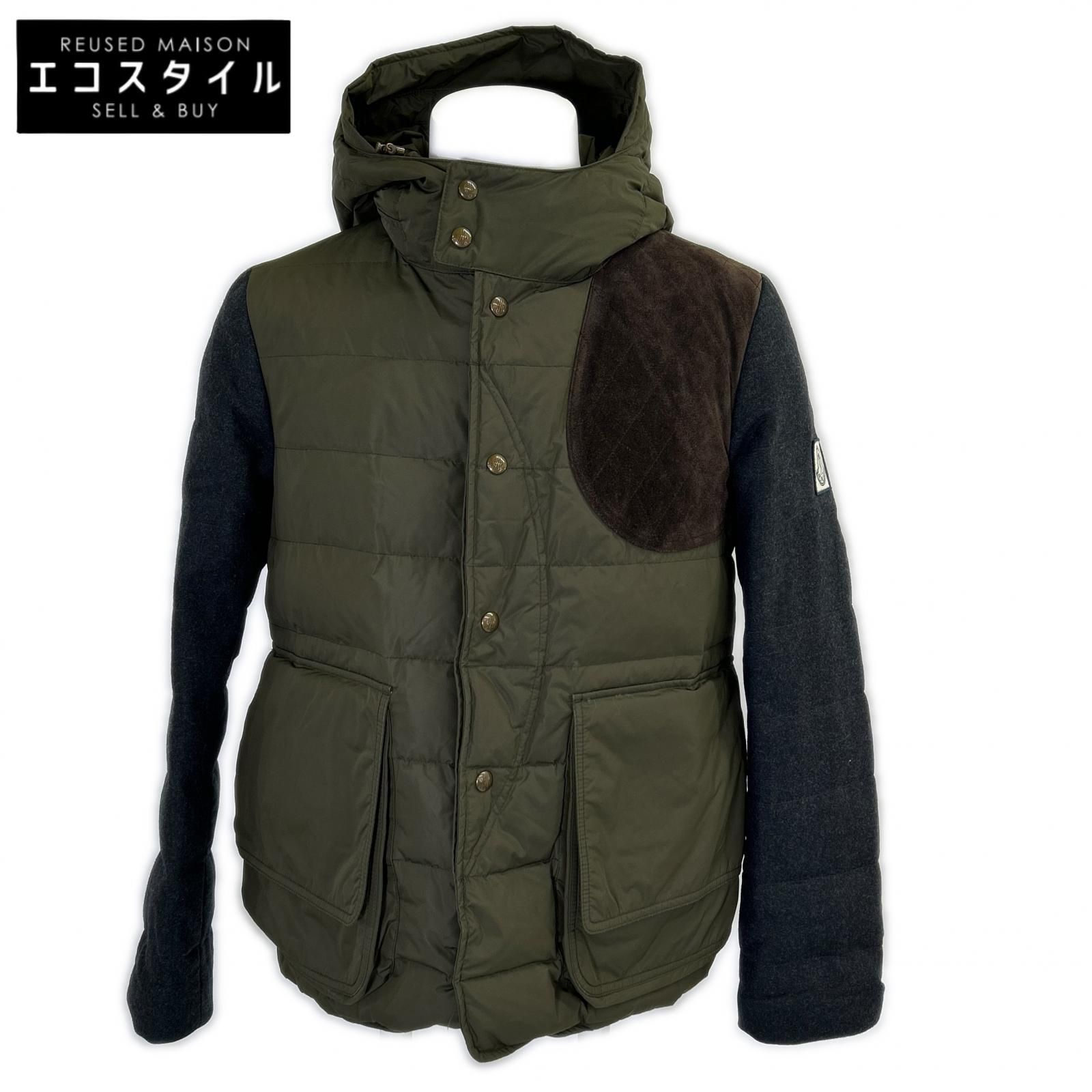 MONCLER　モンクレール　GAMME BLUE ガムブルー 123914132080 アーム切替 一部スエード フーディダウンジャケット　1