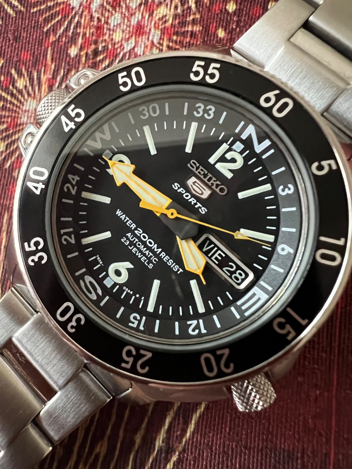 美品☆セイコー5 スポーツ☆自動巻き時計☆ダイバー☆7S36-01E0☆200M☆メンズ