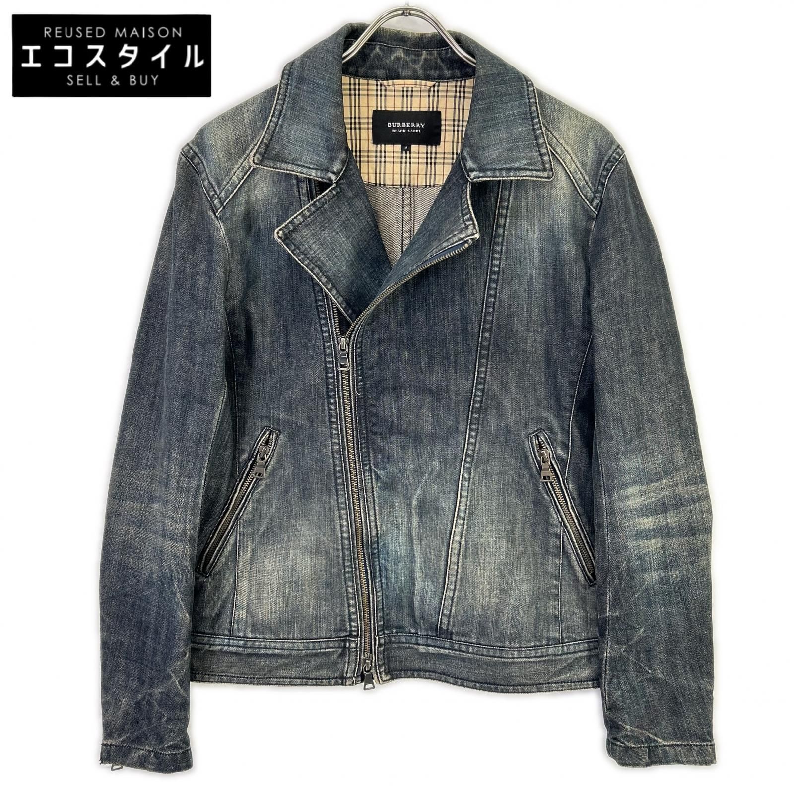 Burberry Black Label　バーバリーブラックレーベル　BMP17-216-28 デニム ダブル ライダースジャケット　M