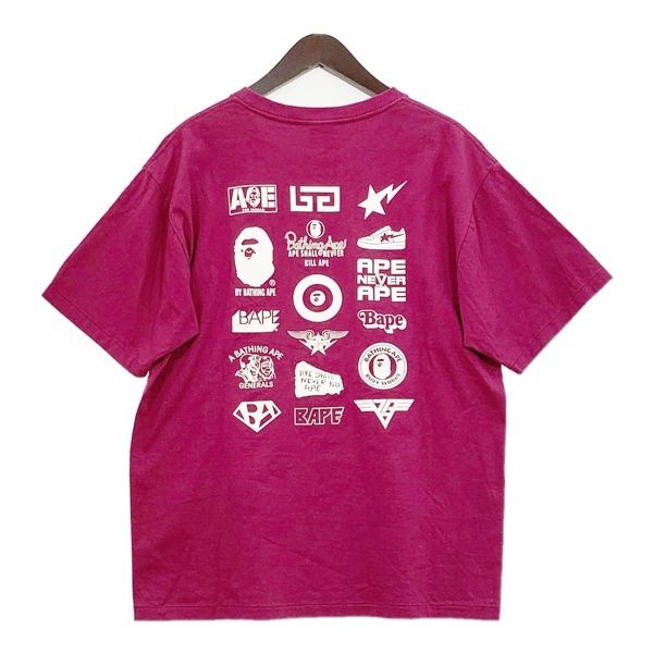 A BATHING APE アベイシングエイプ Tシャツ カットソー 半袖 マルチロゴプリント MULTI LOGO TEE メンズ Lサイズ トップス DM19576■