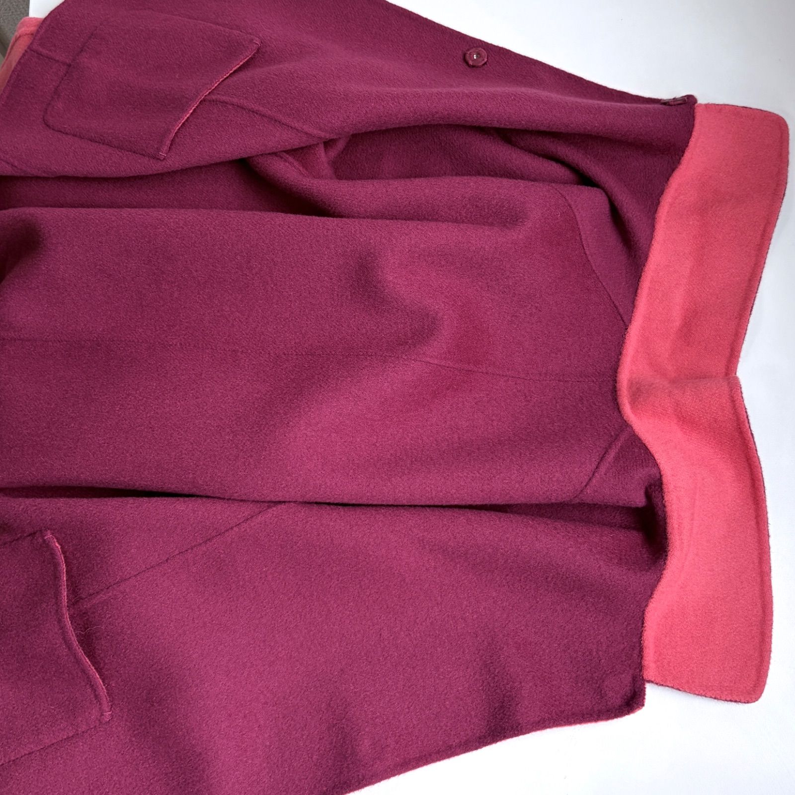 Max Mara Cucito a mano 90%virgin wool リバーシブル コート J44(L