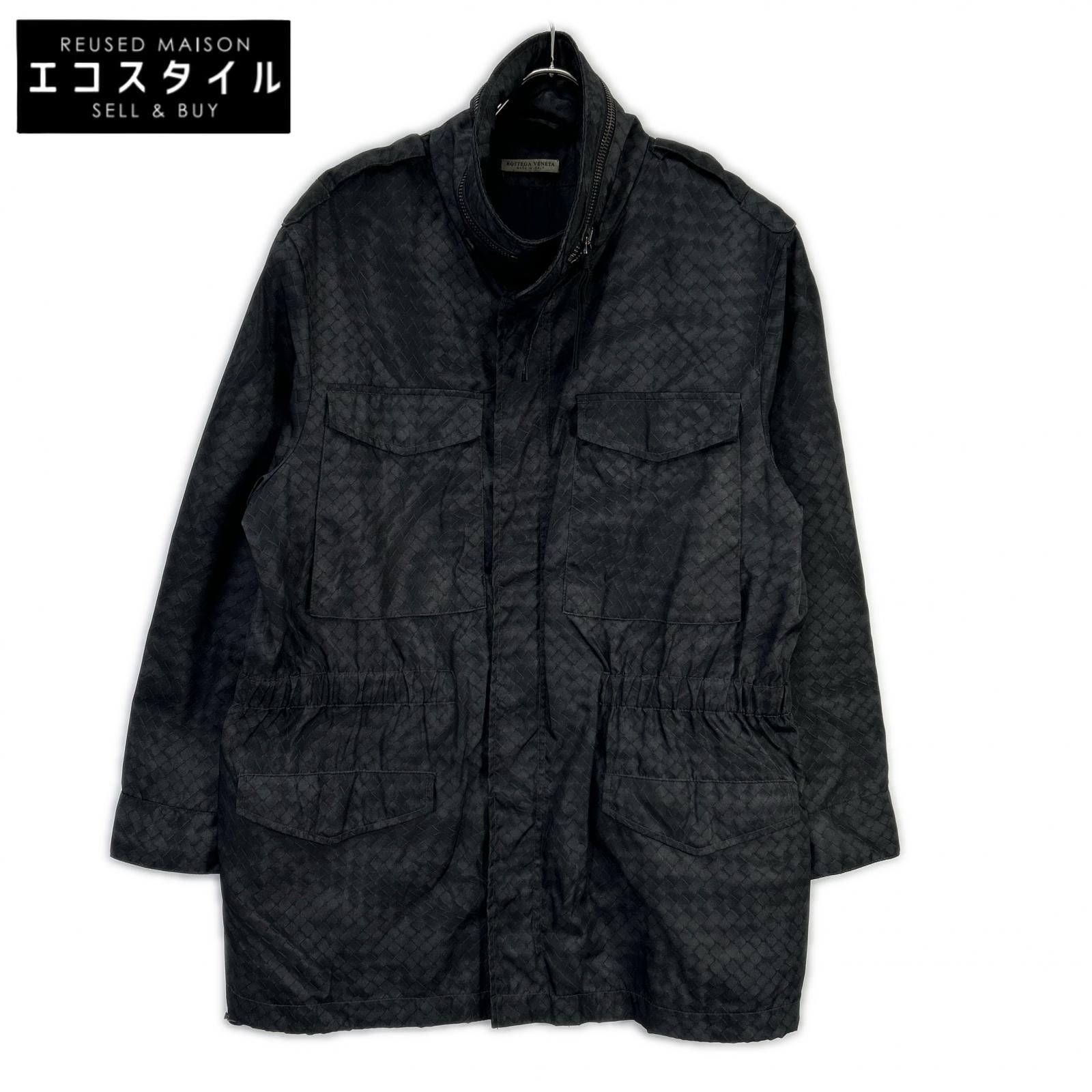 BOTTEGA VENETA　ボッテガヴェネタ　ブラック イントレプリント ナイロンジップコート　52